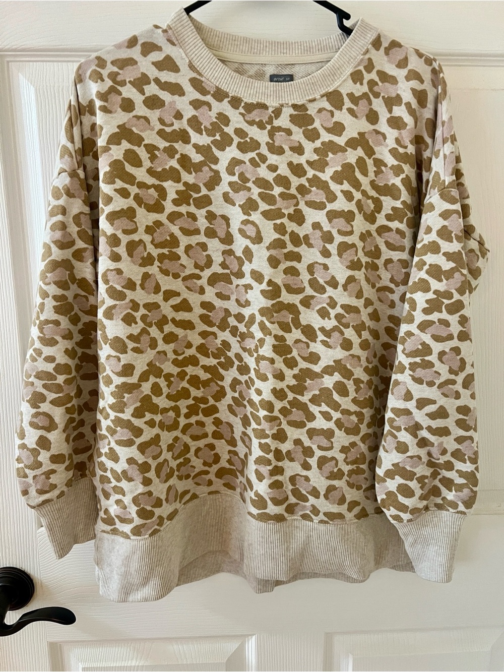 aerie Neutral Leopard Print Crewneck Sweatshirt